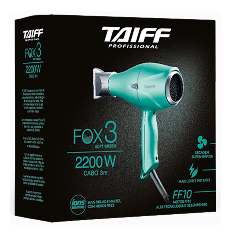 Secador de Cabelo Taiff Fox Ion 3 Soft Green 2200w 220V