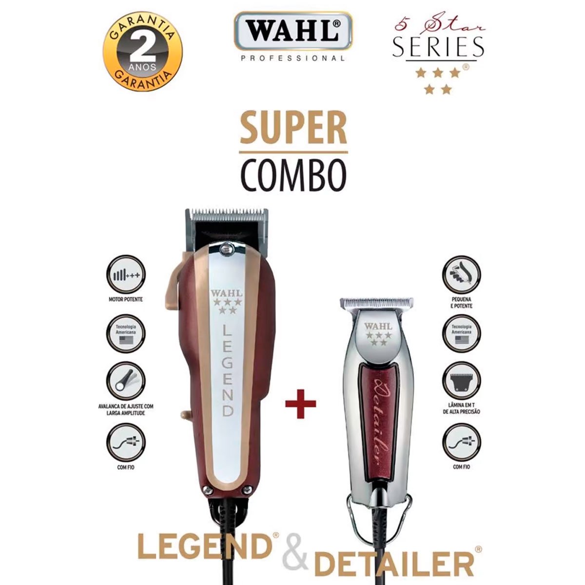 Kit Máquina de Corte Legend + Acabamento Detailer Wahl 220V