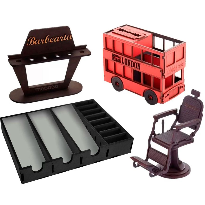 kit completo de barbearia cinza