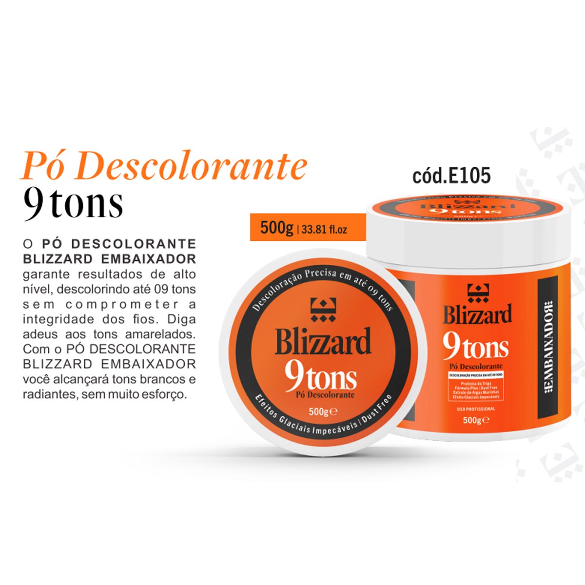 Kit 01 Pó Descolorante 9 Tons + 01 OX Blizzard Embaixador OX 20vol.