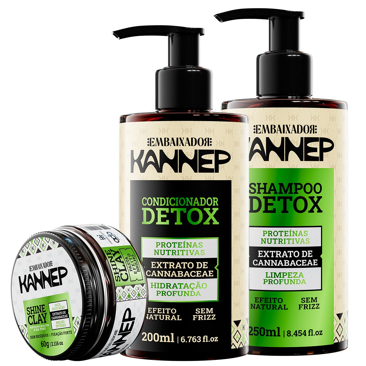 Kit Shampoo e Condicionador Detox + Pomada Brilho Kannep Embaixador