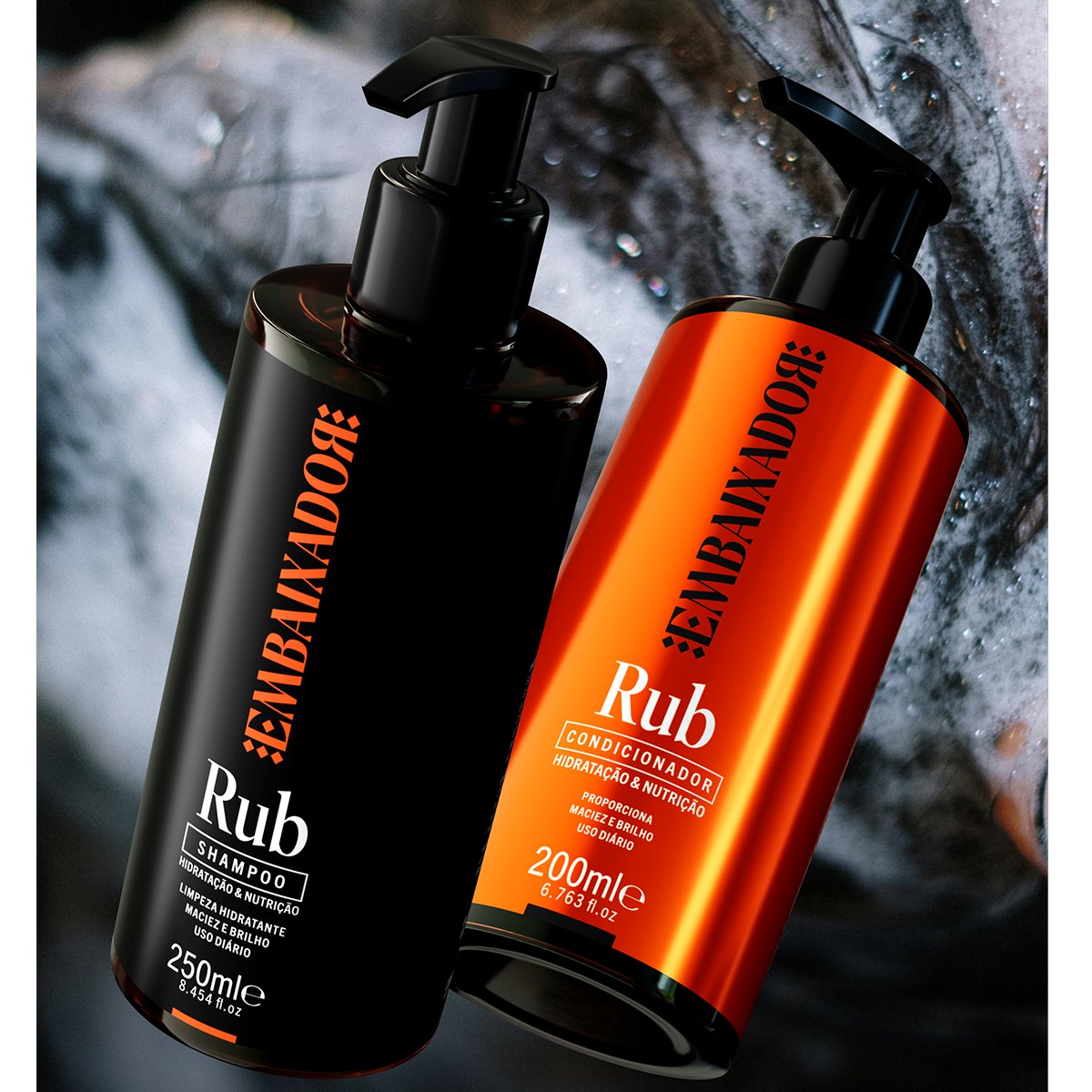 Kit 2 Shampoos + 1 Máscara e 1 Leave-in Rub Embaixador